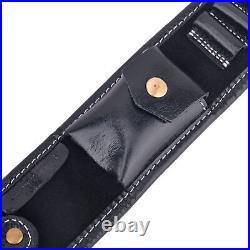 Black Leather Rifle Sling, Gun Shell Loops Ammo Strap For. 308.30-06 USA