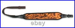 Black and Orange Rifle Sling Gun Shotgun Strap Camouflage Velour Leather Hunting