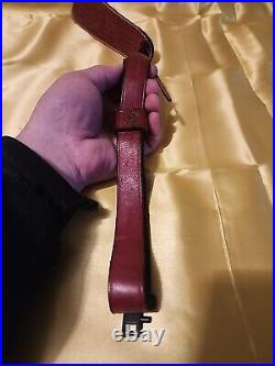 Braided Tooled Stitched Leather Sheep Backed Buckle Rifle Sling With Swivels
