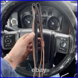 Brown Leather Rifle Sling Deer Head Embossed Adjustable Straps Hunting Accessory
