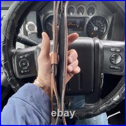 Brown Leather Rifle Sling Deer Head Embossed Adjustable Straps Hunting Accessory