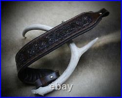 Brown Leather Rifle Sling, Yuma Made by Seelye Leather Works in USA