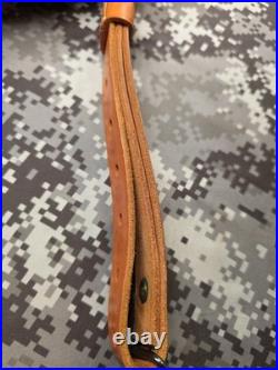 Brownell Latigo Leather Military Buckle Rifle Sling With Swivels