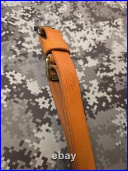 Brownell Latigo Leather Military Buckle Rifle Sling With Swivels