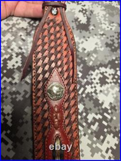 Browning Five Cent Buffalo Nickel Stitched Weave Horsehair Leather Rifle Sling