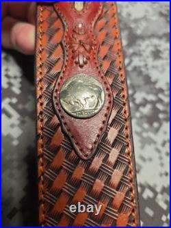 Browning Five Cent Buffalo Nickel Stitched Weave Horsehair Leather Rifle Sling