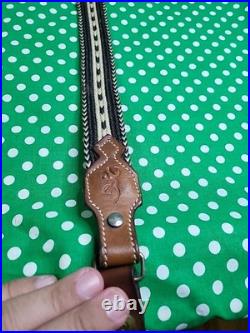 Browning Horsehair And Leather Rifle Sling With Swivels Hard To Find Horse Hair