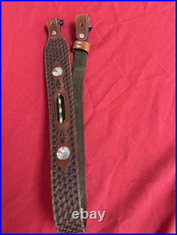 Browning Leather Sling with Buffalo Nickel Coins Rifle Shotgun 34.5 Long A962