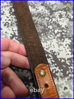 Browning Tooled Stitched Suede Backed Leather Rifle Sling With Swivels