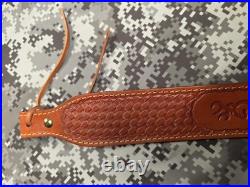 Browning Tooled Weave Stitched Suede Backed Leather Rifle Sling W Swivels
