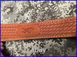 Browning Tooled Weave Stitched Suede Backed Leather Rifle Sling W Swivels