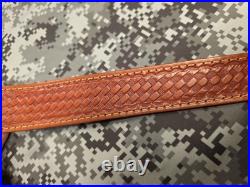 Browning Tooled Weave Stitched Suede Backed Leather Rifle Sling W Swivels