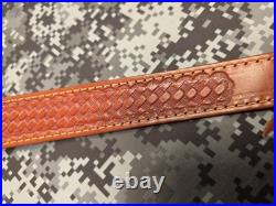 Browning Tooled Weave Stitched Suede Backed Leather Rifle Sling W Swivels