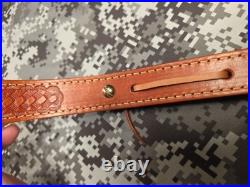 Browning Tooled Weave Stitched Suede Backed Leather Rifle Sling W Swivels