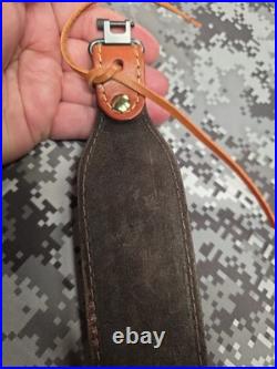 Browning Tooled Weave Stitched Suede Backed Leather Rifle Sling W Swivels