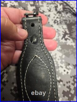 Browning White Stitched Design Black Leather Rifle Gun Sling With Swivels