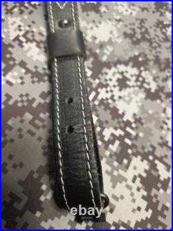 Browning White Stitched Design Black Leather Rifle Gun Sling With Swivels