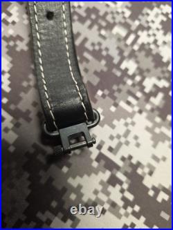 Browning White Stitched Design Black Leather Rifle Gun Sling With Swivels