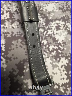 Browning White Stitched Design Black Leather Rifle Gun Sling With Swivels