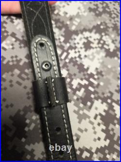 Browning White Stitched Design Black Leather Rifle Gun Sling With Swivels