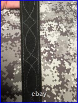Browning White Stitched Design Black Leather Rifle Gun Sling With Swivels