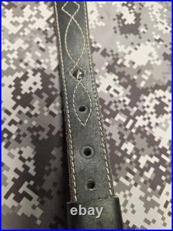 Browning White Stitched Design Black Leather Rifle Sling With Swivels