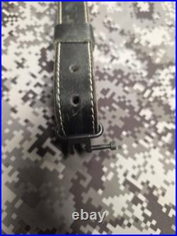 Browning White Stitched Design Black Leather Rifle Sling With Swivels