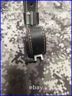 Browning White Stitched Design Black Leather Rifle Sling With Swivels