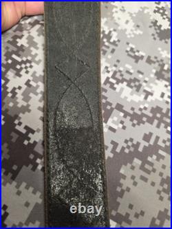 Browning White Stitched Design Black Leather Rifle Sling With Swivels