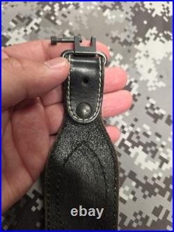 Browning White Stitched Design Black Leather Rifle Sling With Swivels