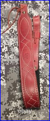 Browning White Stitched Design Suede Backed Leather Rifle Gun Sling W Swivels