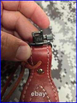 Browning White Stitched Design Suede Backed Leather Rifle Gun Sling W Swivels
