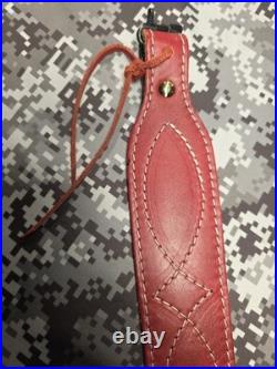 Browning White Stitched Design Suede Backed Leather Rifle Gun Sling W Swivels