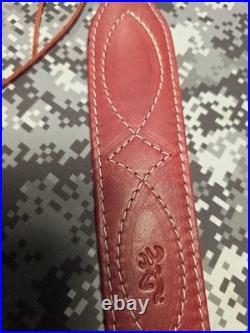 Browning White Stitched Design Suede Backed Leather Rifle Gun Sling W Swivels