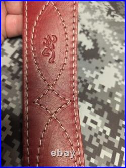 Browning White Stitched Design Suede Backed Leather Rifle Gun Sling W Swivels