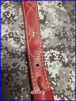 Browning White Stitched Design Suede Backed Leather Rifle Gun Sling W Swivels