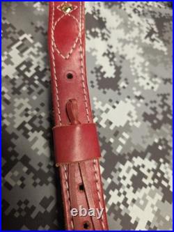 Browning White Stitched Design Suede Backed Leather Rifle Gun Sling W Swivels