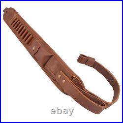 Buffalo Hide Leather Rifle Sling With Ammo Loops, Gun Straps For 308 30-06 45-70