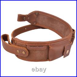 Buffalo Hide Leather Rifle Sling With Ammo Loops, Gun Straps For 308 30-06 45-70