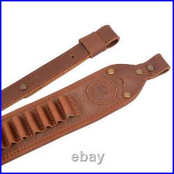 Buffalo Hide Leather Rifle Sling With Ammo Loops, Gun Straps For 308 30-06 45-70