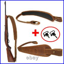 Buffalo Leather Padded Rifle Gun Sling, Hand Stitched Comfortable Shoulder Pad