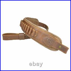 Buffalo Leather Rifle Shell Holder Gun Sling Crazy Horse/Brown Handmade 1 Wide