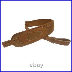 Buffalo Leather Rifle Sling, Shot Gun Cobra Style Straps With Rest Pad & Handle
