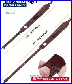 CVLIFE Leather Rifle Sling Two Point Sling Leather Gun Sling with Ammo Holder Ad