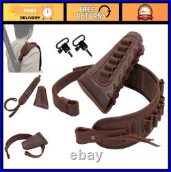 Canvas Leather Rifle Buttstock Cover with Gun Sling & Shell Holder for Dogs