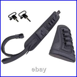 Canvas Leather Rifle Buttstock Cover with Gun Sling & Shell Holder for Dogs