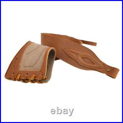 Canvas Rifle Butt Recoil Pad, Leather Gun Carry Sling Strap with Swivels Set