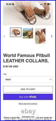 Chico Lopez World Famous Pitbull Leather Collar 100% Full Grain Buffalo