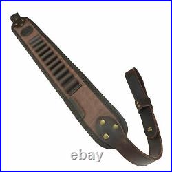 Classic Leather Canvas Rifle Buttstock +Gun Shoulder Sling For. 30-06.45-70 Set