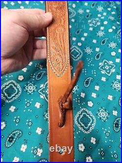 Cobra Bianchi Cobra #70 White Stitched Tooled Sheep Backed Leather Rifle Sling